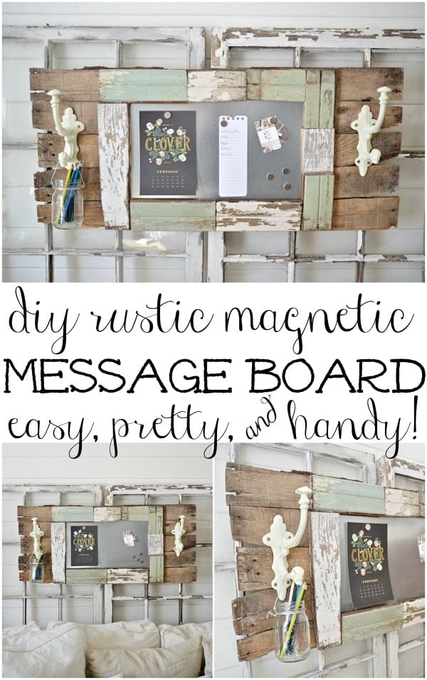 DIY rustic magnetic message board