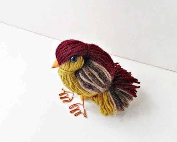 Cute bird made of leftover yarn