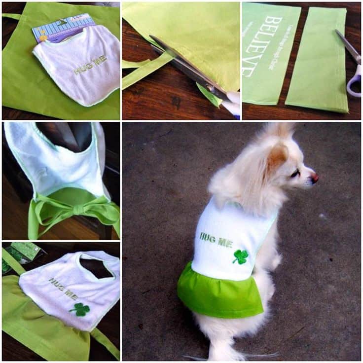 DIY dog shirt and skirt from a dollar store baby bib