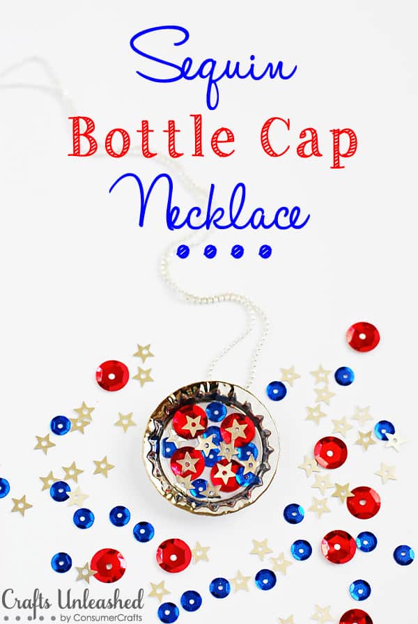 DIY sequin bottle cap necklace